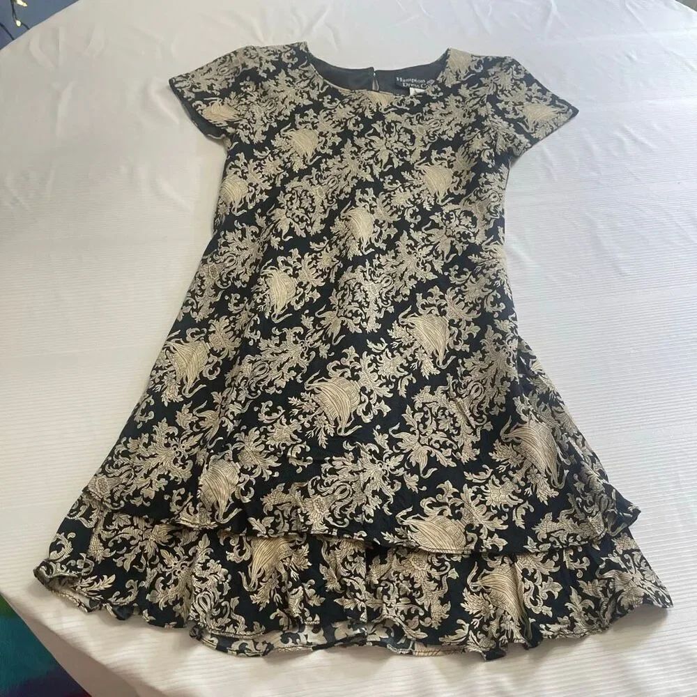 Hampton Dress Co. Women’s Black Taupe Vintage 90s Dress Size 6